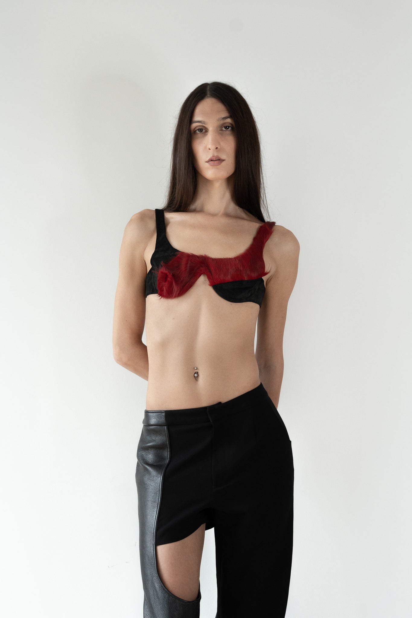Deadstock Leather Bra - Cherry Red