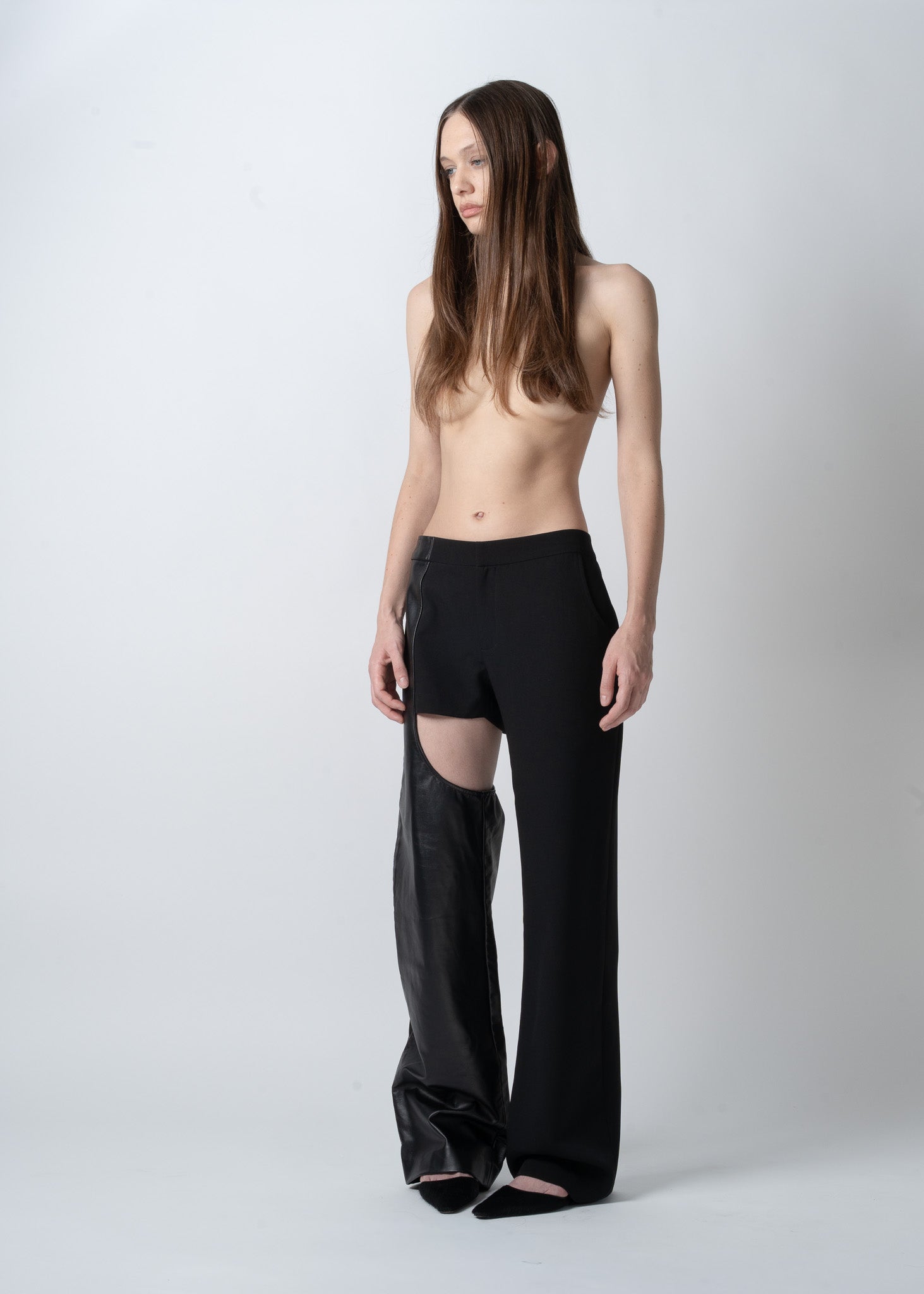 One-Sided Chap Pants Low-Rise