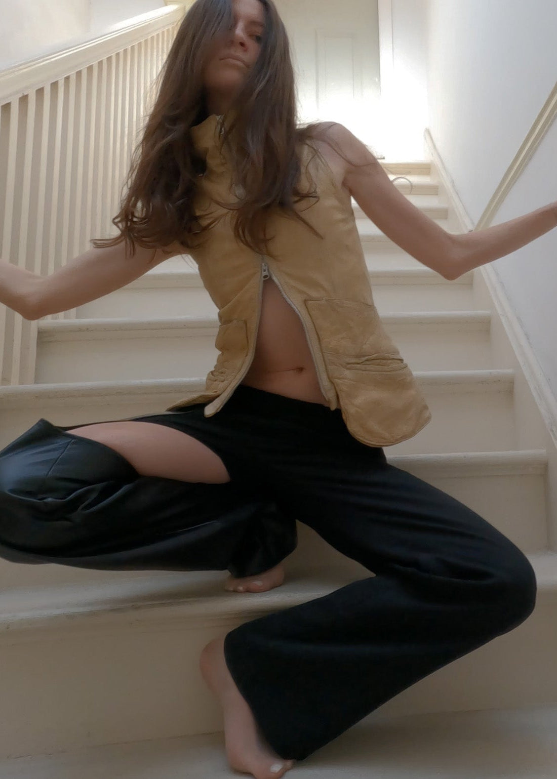 One-Sided Chap Pants Low-Rise