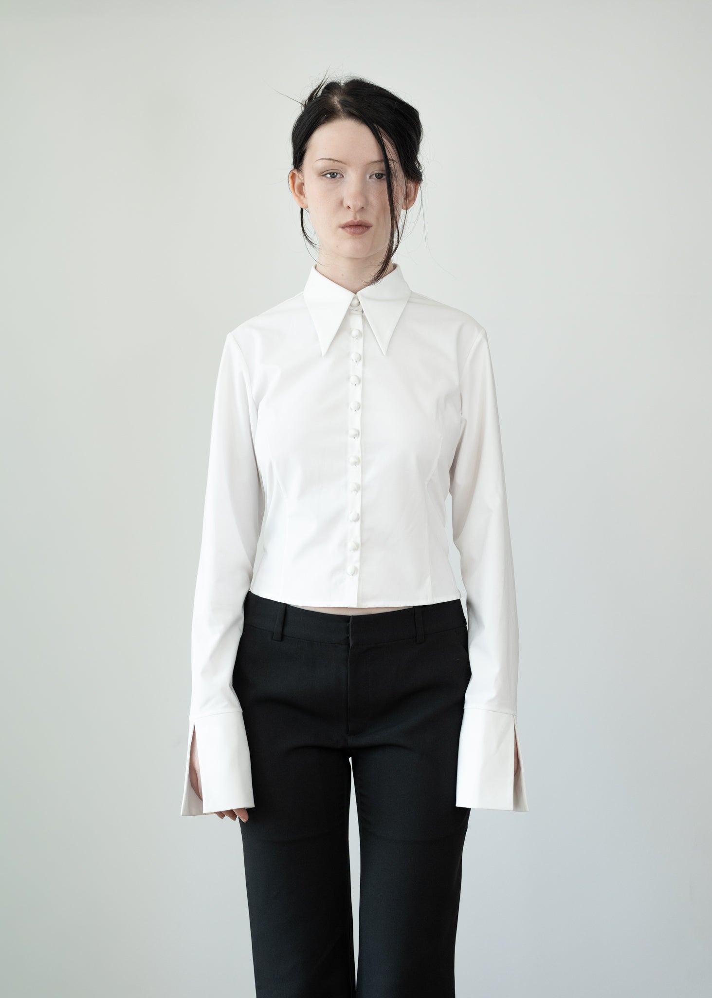 Lace Down Button-Up Cotton