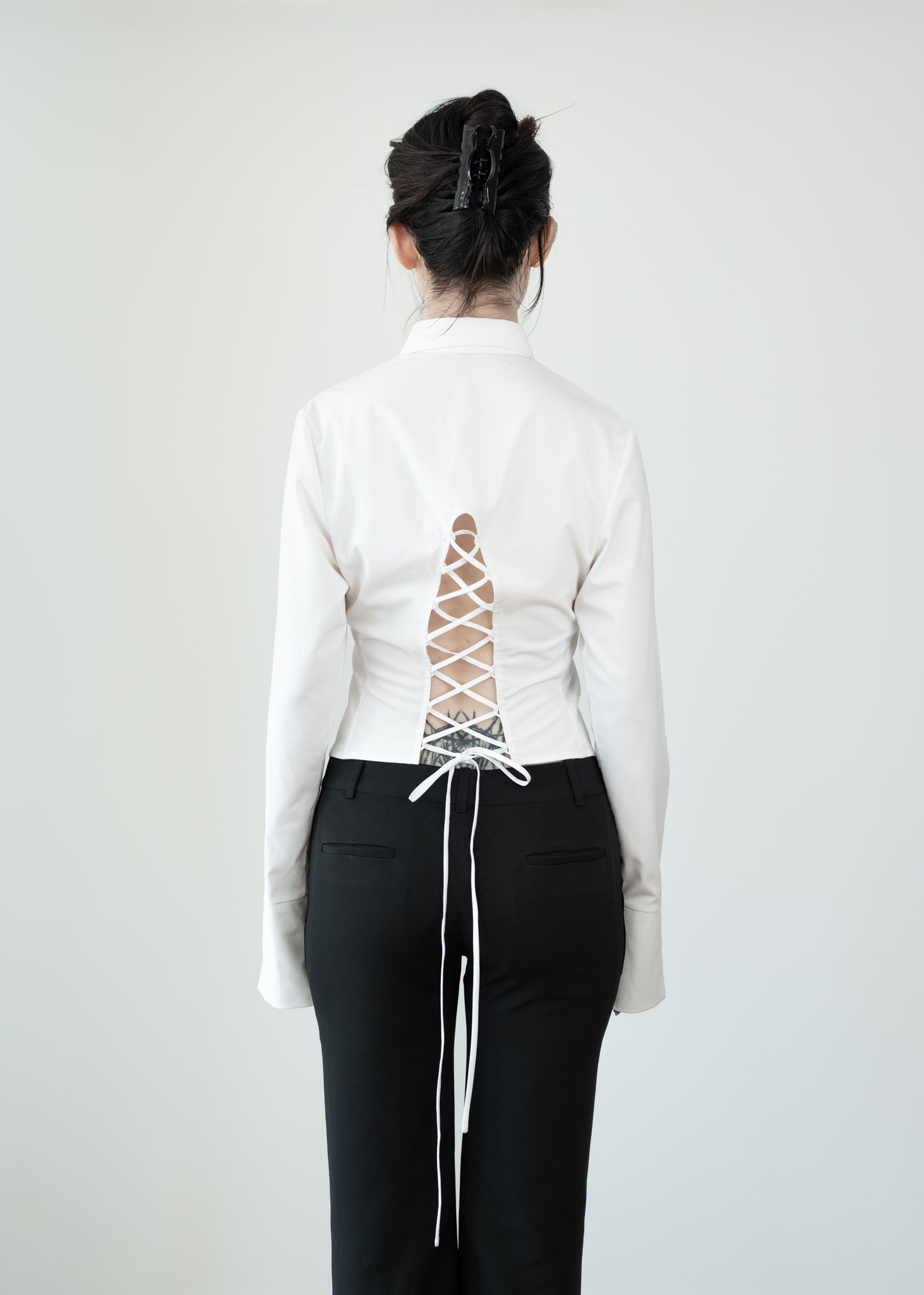 Lace Down Button-Up Cotton