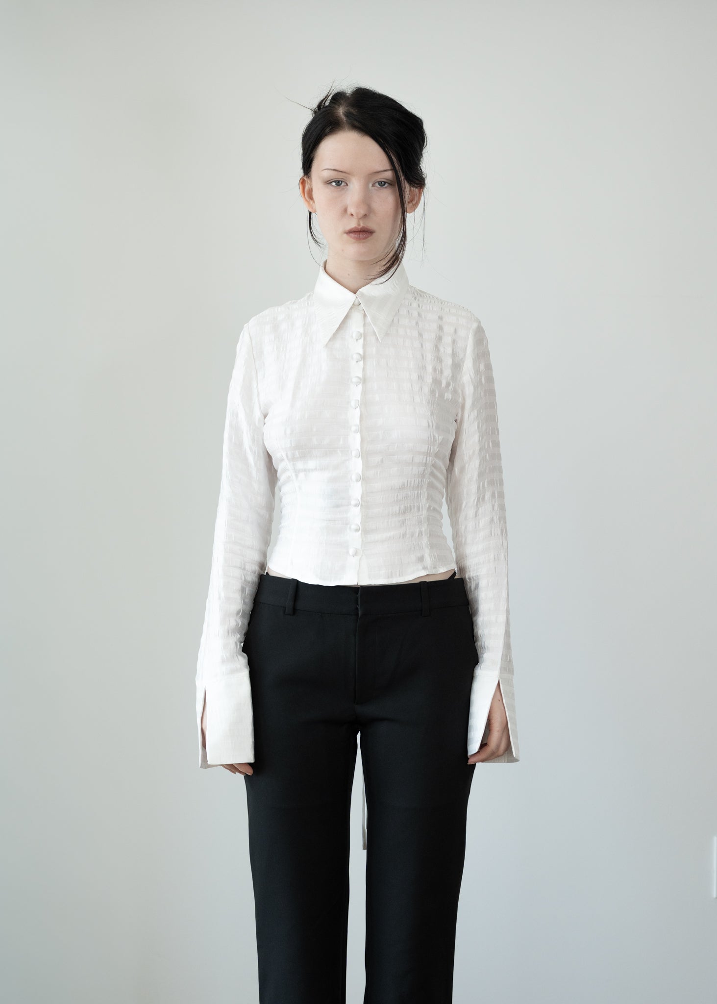 Lace Down Button Up Silk
