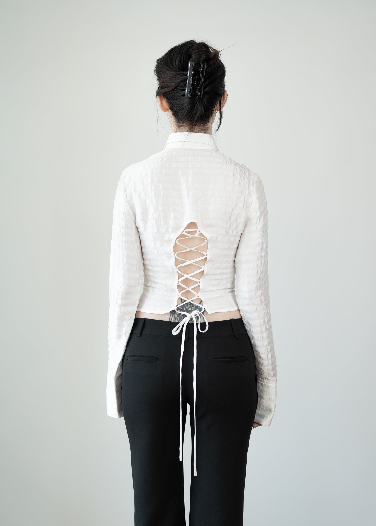 Lace Down Button Up Silk